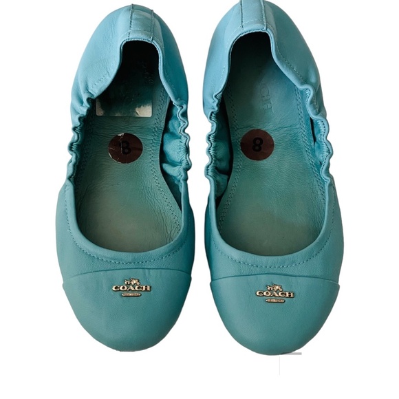 Coach Turquoise Leather Flats Ballets - Picture 1 of 9